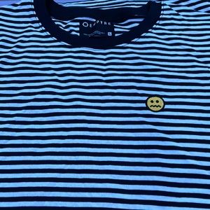 Black and white stripped with smiley face shirt